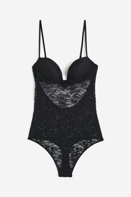 Body tanga de encaje con copa acolchada