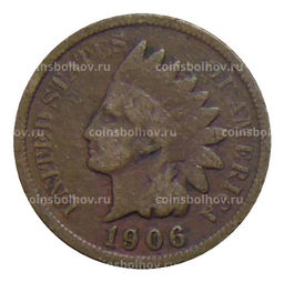 Монета 1 цент 1906 года США
