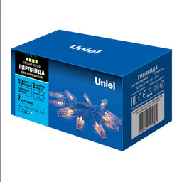 ULD-S0200-010/STB/2AA WARM WHITE IP20 CLIPS Гирлянда светодиодная на батарейках 2AA (не в/к), Прищепки, 2м. 10 светодиодов. Теплый белый свет. Провод прозрачный. TM Uniel.