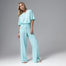 Брюки с двойным поясом Раскованный шик (лазурные) - Charutti фото 8