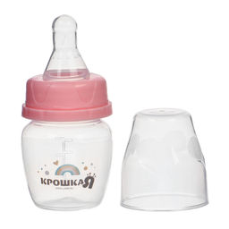 Бутылочка для кормления Крошка Я Basic, классическое горло, от 0 мес., 60 мл (мерная шкала до 40 мл), розовый