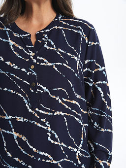 Ka??k Yaka Desenli Elbise