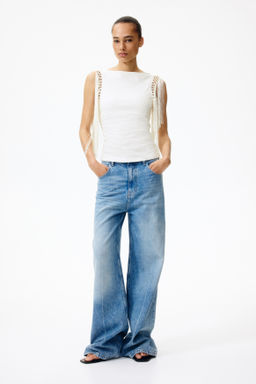 Top con escote barco y ribete de flecos - H&m фото 5