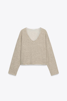 RUSTIC SWEATSHIRT WITH V-NECK - Zara фото 5