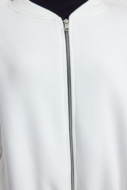 Ekru Fermuarl? Oversize/Genis Kal?p Kal?n Ici Polarl? Orme Sweatshirt TWOAW25SW00122