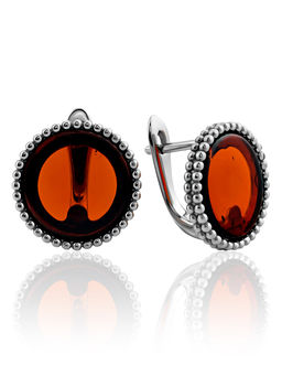 Элегантные серьги из вишнёвого янтаря Палестрина