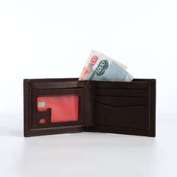 Портмоне мужское без застёжки, отдел для карт, монет, коричневое