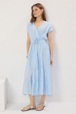 Mavi Duz A Kesim Fiyonk Detayl? Maxi Dokuma Elbise TWOSS25EL00316 - Trendyolmilla фото 2