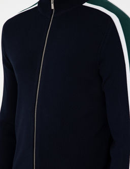 Lacivert Slim Fit Y_n Kar___ml_ Fermuarl_ Triko H_rka