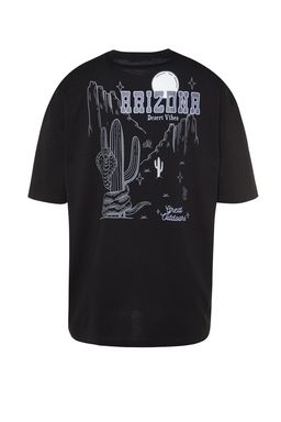 TRENDYOL MAN Siyah Oversize/Genis Kesim Tropik Arizona Sehir Bask?l? %100 Pamuklu T-Shirt TMNSS23TS00164 - Trendyolmilla фото 6