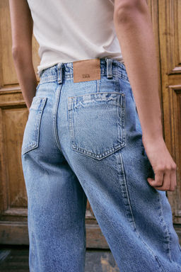 JEANS Z1975 BARREL TIRO ALTO CROP COSTURAS / Azul medio - Zara фото 10