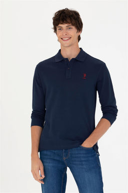 U. S. Polo Assn Мужская темно-синяя базовая толстовка с воротником-поло - U.s. polo assn фото 8