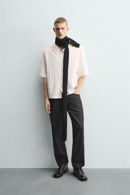 CAMISA JACQUARD RAYAS / Blanco