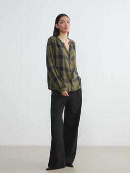 Ka??k Yaka Ekose Oversize Bluz