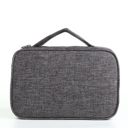 Косметичка-несессер дорожная на молнии, с крючком, с ручкой, серая - Simaland фото 2