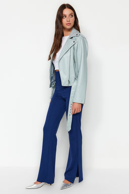 TRENDYOLMILLA Siyah Yanlar? Y?rtmacl? Flare/Ispanyol Paca Yuksek Bel Orme Pantolon TWOSS23PL00134 фото 2