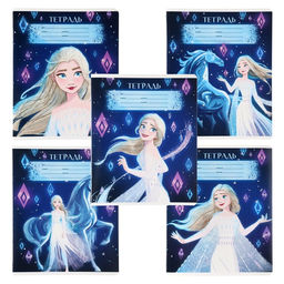 Цена за 20 шт. Тетрадь в клетку 18 листов, 5 видов МИКС, обложка мелованный картон, «Холодное сердце»