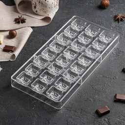 Форма для конфет и шоколада KONFINETTA Ягодный лист, 27.5?17.5?2.5 см, 24 ячейки 2.7?2.5?1.2 см, прозрачная  фото 2