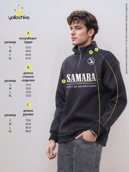 Толстовка мужская с зип-воротником "Samara" серый