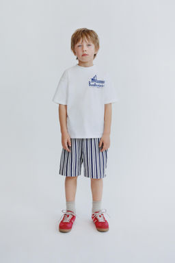 STRIPED LABEL STRAIGHT BERMUDA SHORTS - Zara фото 5