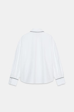 POPLIN SHIRT WITH CONTRAST PIPING - Zara фото 7