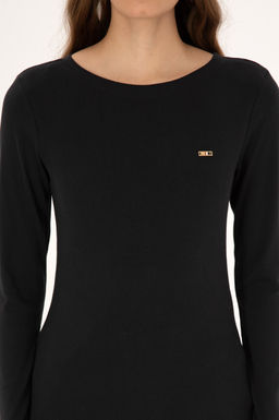 Kad_n Siyah Slim Bisiklet Yaka Basic Sweatsh_rt
