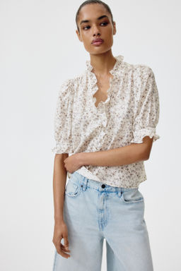 Blusa de volantes con mangas abullonadas - H&m фото 3