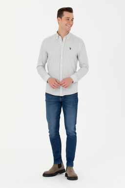 U. S. Polo Assn Мужская белая рубашка в полоску цвета экрю - U.s. polo assn фото 18