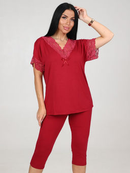 033 ДОМАШНИЙ КОСТЮМ ЖЕНСКИЙ (бриджи) (Бордовый)