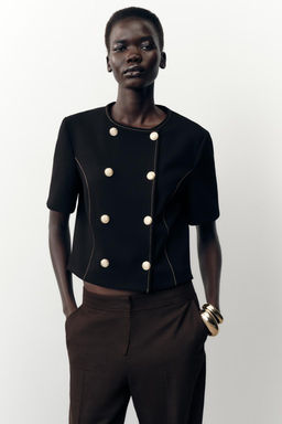 CONTRAST STITCH SHORT SLEEVE BLAZER - Zara фото 2