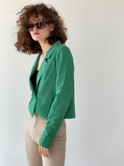 6793 Жакет укороченный двубортный в зелёном цвете - Martichelli фото 3