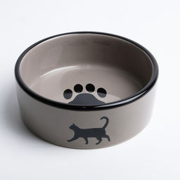 Миска керамическая След с кошкой 300 мл 12,5 x 4,5 cм, чёрно-серая - Пижон фото 2