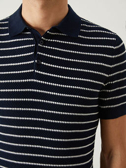 Polo Yaka K?sa Kollu ?izgili Erkek Triko Kazak