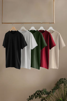 TRENDYOL MAN Siyah-Kahverengi-Gri-Tas-Beyaz Slim/Dar Kesim 5li Paket %100 Pamuk Tok Kumas T-shirt TMNAW20TS0243 - Trendyolmilla фото 16