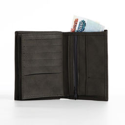 Портмоне мужское без застёжки, 3 в 1, отдел автодокументов, паспорта, карт, купюр, серое