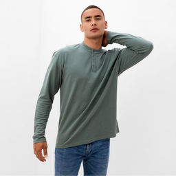 Футболка мужская с длинным рукавом MINAKU, размер 44, хаки