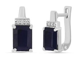 Серьги, 2 сапфир корунд октагон 6х8 мм/3.59 ct, Харден