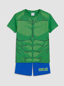 Hulk Bask?l? Erkek ?ocuk ?ortlu Pijama Tak?m?