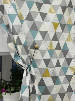 Рогожка Треугольный пэчворк цв.серый/бирюзовый, ш.1.5м, хлопок-100%,160гр/м.кв - Купава фото 2