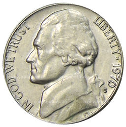 Монета 5 центов 1970 года S США