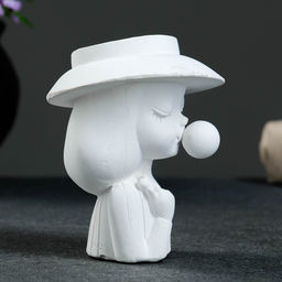 Фигурное кашпо для цветов Девочка со жвачкой, 50 мл, 11?9?9 см, гипс, белое - Хорошие сувениры фото 2