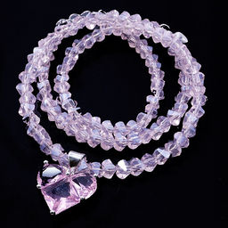 Бусы с сердечком чокер граненные из искуственного Хрусталя розовые