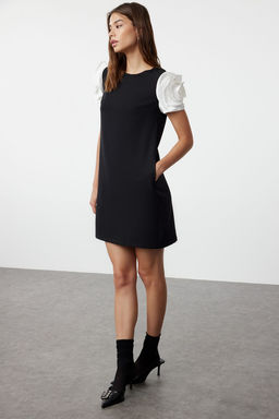 Siyah Gul Detayl? Mini Dokuma Elbise TWOSS24EL01094 - Trendyolmilla фото 3