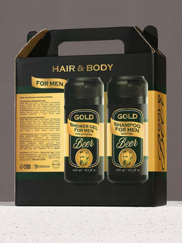 Подарочный набор Gold Beer, гель для душа и шампунь для волос, 2?400 мл, HARD LINE