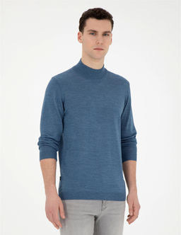 Mavi Slim Fit Yar_m Bal_k__ Yaka Y_n Kar___ml_ Basic Triko Kazak