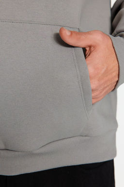 TRENDYOL MAN Premium Gri Oversize/Genis Kesim Ici Polar/S?cak Tutan Kapusonlu Sweatshirt TMNAW24SW00186 - Trendyolmilla фото 17