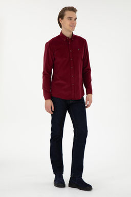 Мужская бордовая рубашка с длинным рукавом Неожиданная скидка в корзине - U.s. polo assn фото 4