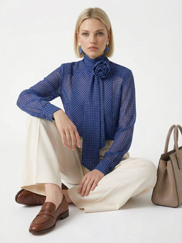 Блузка из органзы в клетку OD-984-1 фиолетовый с черным