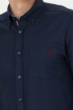 Мужская темно-синяя рубашка с длинным рукавом - U.s. polo assn фото 14