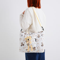 Шопер на молнии, белые, бежевые